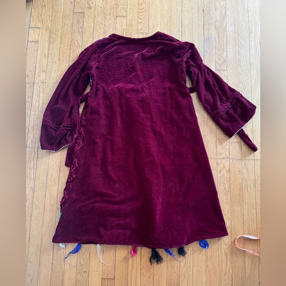 Vintage Red Velvet Ethnic Mini Dress - Picture 5 of 6